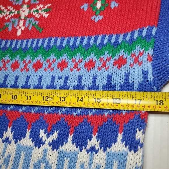 Vintage Neil Martin Mens Sweater Blue Red Medium Holiday - Picture 11 of 11